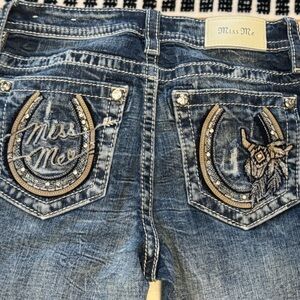 Miss Me Women's Blue Boot Cut Jeans with Embroidery